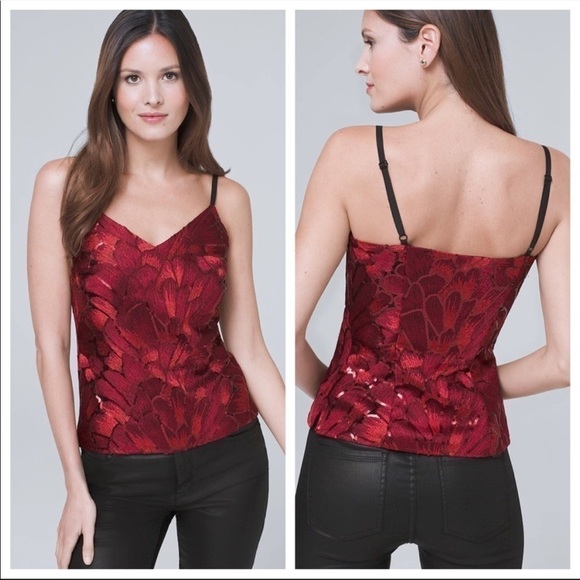 WHBM Red Sequin Embroidered Camisole Top Sz XS NWT - Picture 1 of 9